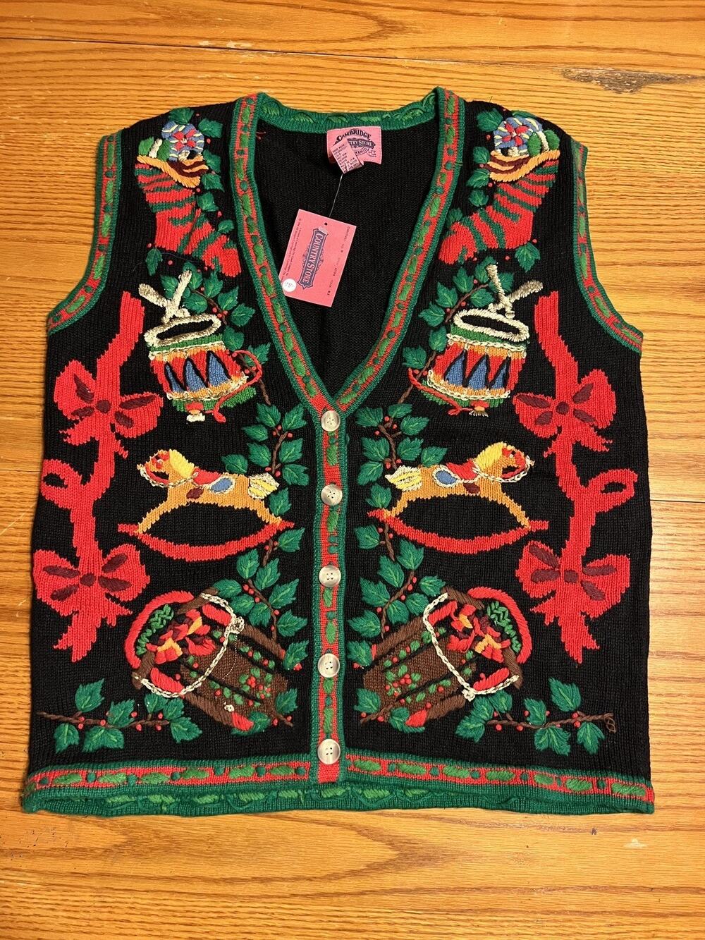 Cambridge Country Store Crochet Sweater Vest Medium Vintage NOS